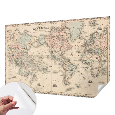 Peel and stick wall mural for kids' room with a historical map design