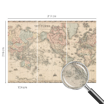 Peel and stick wall mural for kids' room with a historical map design
