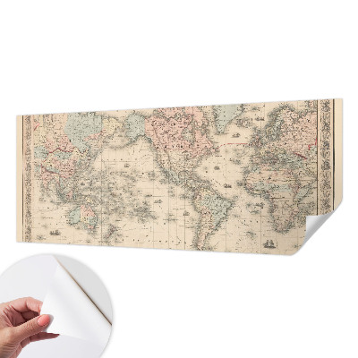 Peel and stick wall mural for kids' room with a historical map design