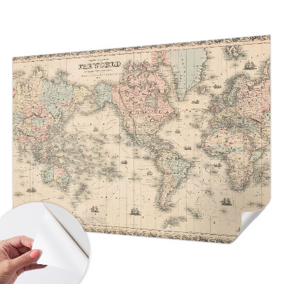 Peel and stick wall mural for kids' room with a historical map design