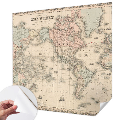 Peel and stick wall mural for kids' room with a historical map design