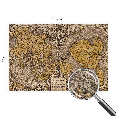 3D wall mural with a historical cartography motif