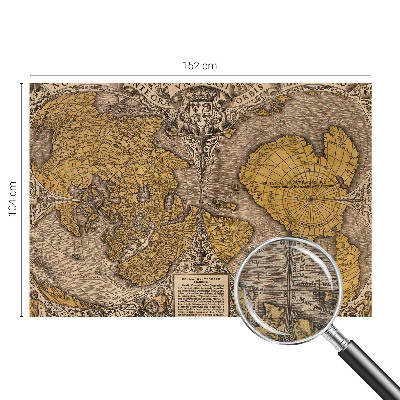 3D wall mural with a historical cartography motif