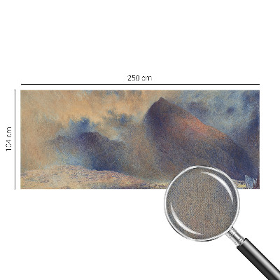 Peel and stick wall mural featuring a mountain landscape, suitable for bedroom decor