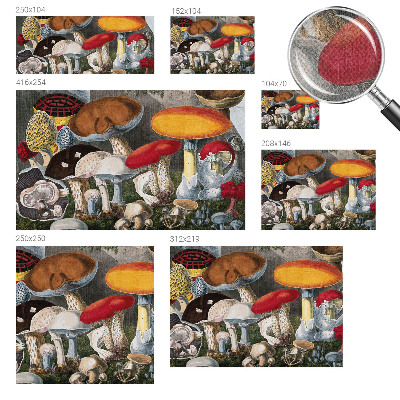 Nursery wall mural with a botanical mushroom design