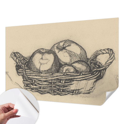 3D photo wallpaper mural with a fruit basket motif