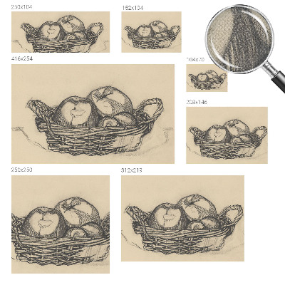 3D photo wallpaper mural with a fruit basket motif