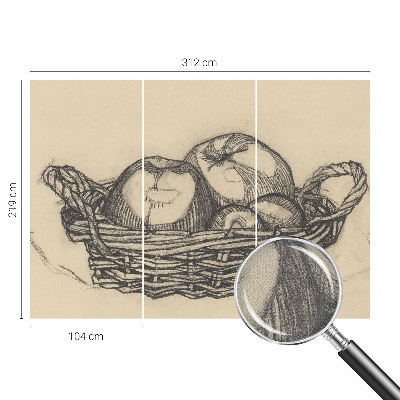 3D photo wallpaper mural with a fruit basket motif
