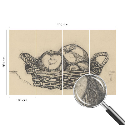 3D photo wallpaper mural with a fruit basket motif