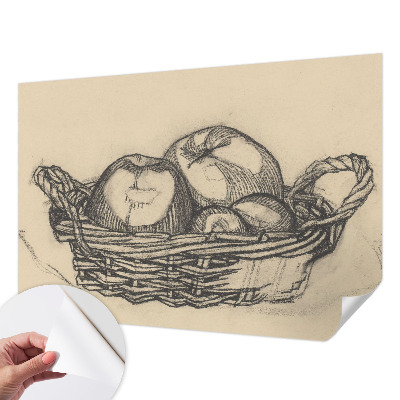 3D photo wallpaper mural with a fruit basket motif