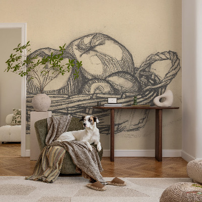 3D photo wallpaper mural with a fruit basket motif