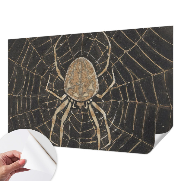 Children's wall mural with a spiderweb design