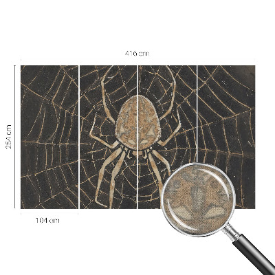 Children's wall mural with a spiderweb design