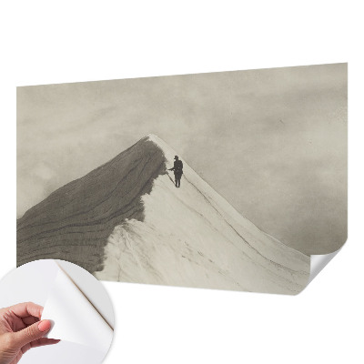 Baby room wall mural with a lone climber illustration