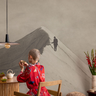Baby room wall mural with a lone climber illustration