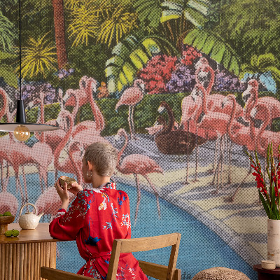 Stick-on wall mural with an exotic scene