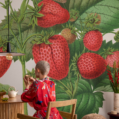 Peel and stick wallpaper mural with a summer fruits design