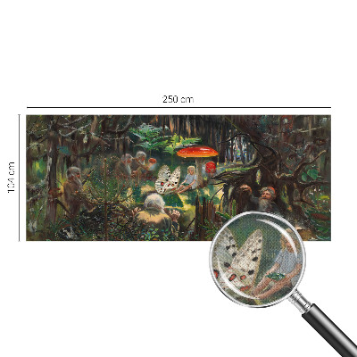 Self-adhesive wall mural featuring a fairytale forest motif