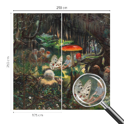 Self-adhesive wall mural featuring a fairytale forest motif
