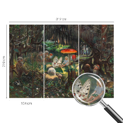 Self-adhesive wall mural featuring a fairytale forest motif