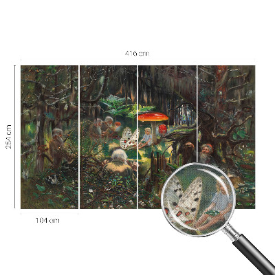 Self-adhesive wall mural featuring a fairytale forest motif