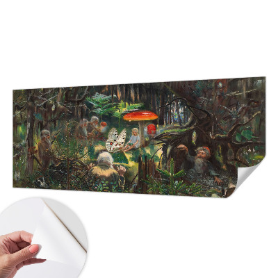 Self-adhesive wall mural featuring a fairytale forest motif