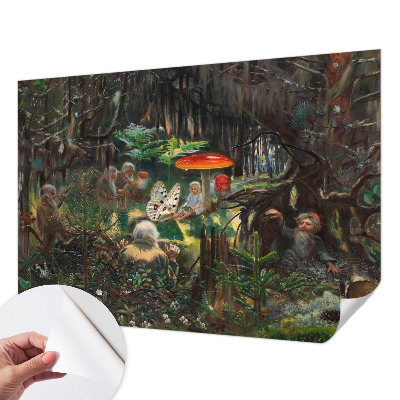 Self-adhesive wall mural featuring a fairytale forest motif