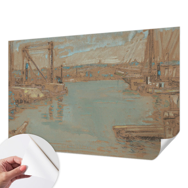 Removable wall mural wallpaper with a port view design