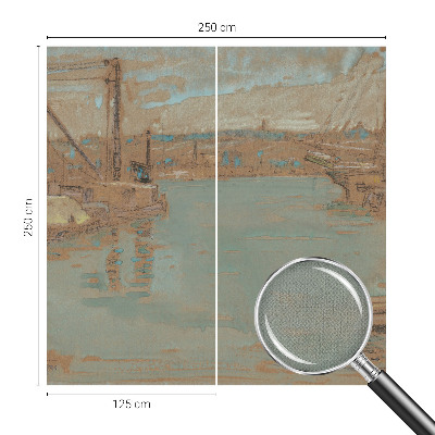Removable wall mural wallpaper with a port view design