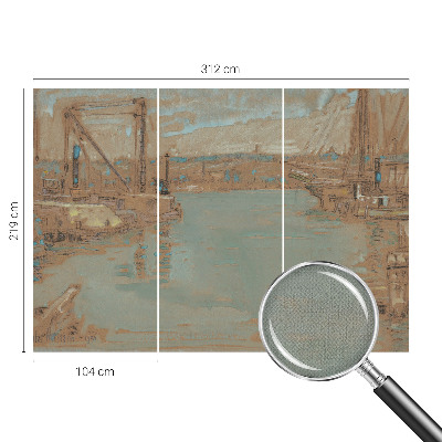 Removable wall mural wallpaper with a port view design