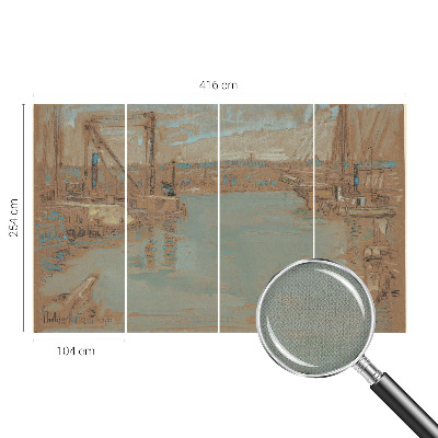 Removable wall mural wallpaper with a port view design