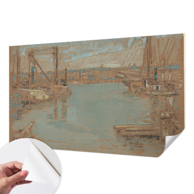 Removable wall mural wallpaper with a port view design