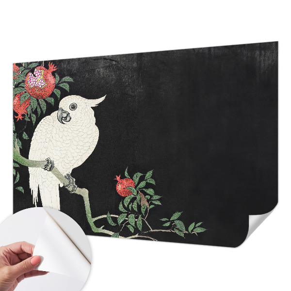 Peel and stick wall mural for living room Pomegranate parrot