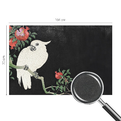 Peel and stick wall mural for living room with a pomegranate parrot design