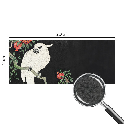 Peel and stick wall mural for living room with a pomegranate parrot design