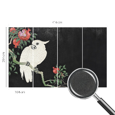 Peel and stick wall mural for living room Pomegranate parrot