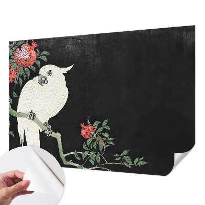 Peel and stick wall mural for living room Pomegranate parrot