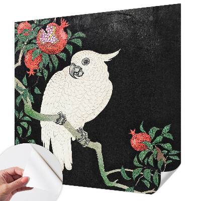 Peel and stick wall mural for living room Pomegranate parrot
