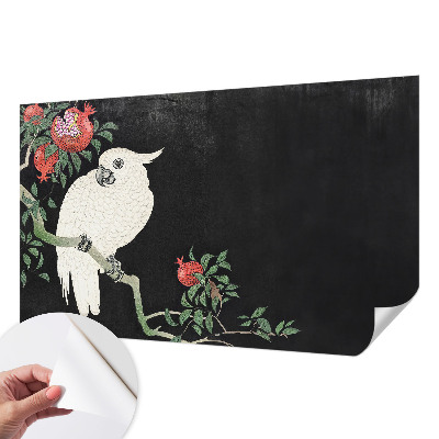 Peel and stick wall mural for living room Pomegranate parrot