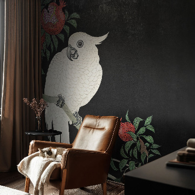 Peel and stick wall mural for living room Pomegranate parrot