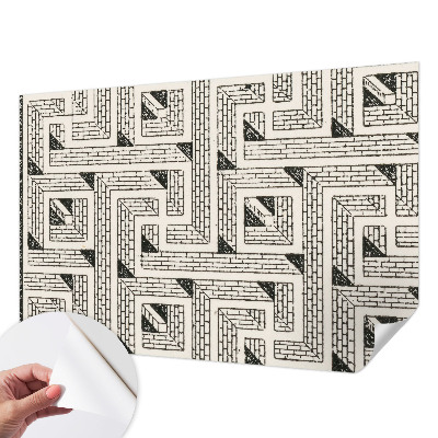 Peel and stick wall mural for kids' room with a brick maze design