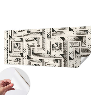 Peel and stick wall mural for kids' room with a brick maze design