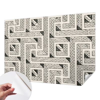 Peel and stick wall mural for kids' room with a brick maze design