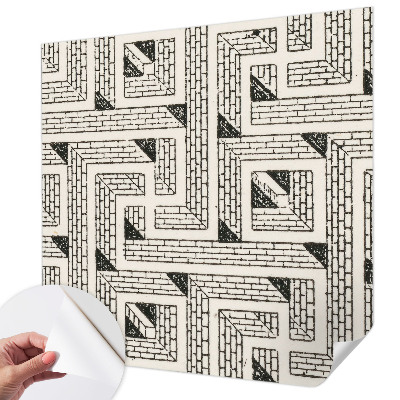 Peel and stick wall mural for kids' room with a brick maze design