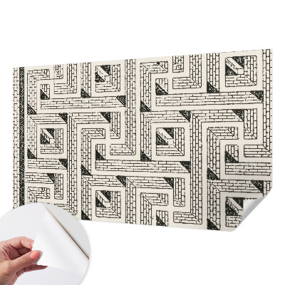 Peel and stick wall mural for kids' room with a brick maze design