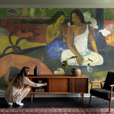 Peel and stick wall mural featuring an exotic scene