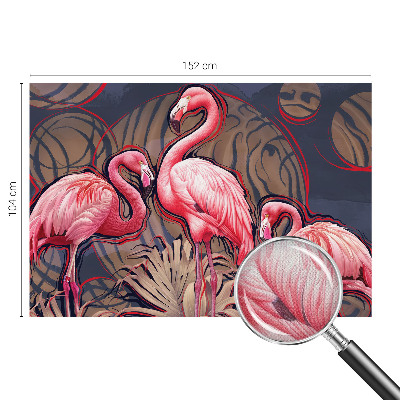 Children's wall mural with a pink flamingo motif