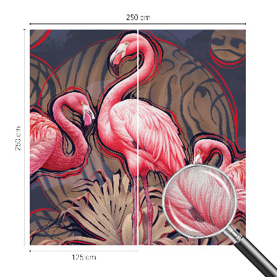 Children's wall mural with a pink flamingo motif