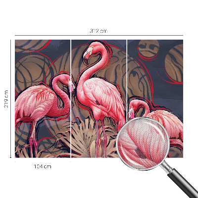 Children's wall mural with a pink flamingo motif