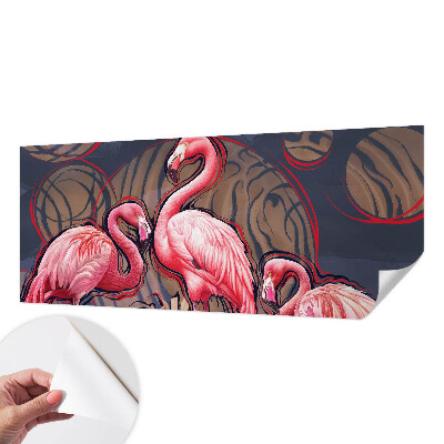 Children's wall mural with a pink flamingo motif